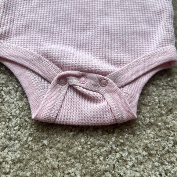 Disney Baby Pink Minnie Mouse Waffle Knit Long Sleeve One Piece Set of 2 - Picture 2 of 14